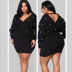 Black pearl beaded dress